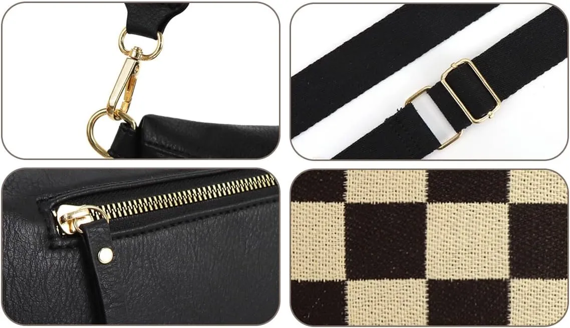 Checkerboard Purses for Women PU Leather Chest Bag Medium Sized Shoulder Bag Plaid Crossbody Bag 2025