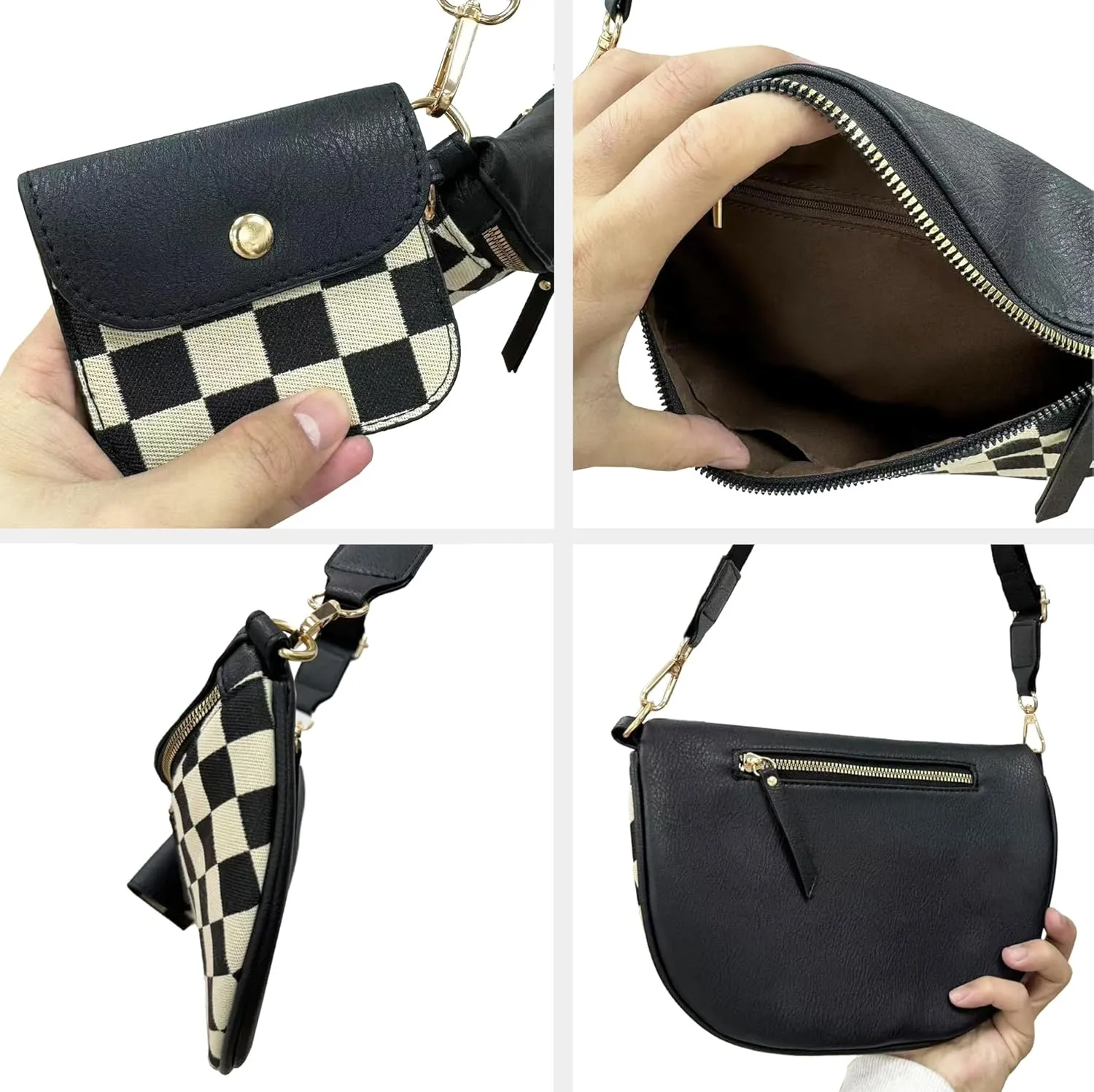 Checkerboard Purses for Women PU Leather Chest Bag Medium Sized Shoulder Bag Plaid Crossbody Bag 2025