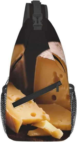 cheese Patterned crossbody chest bag, casual hiking shoulder bag, travel crossbody backpack for men and women