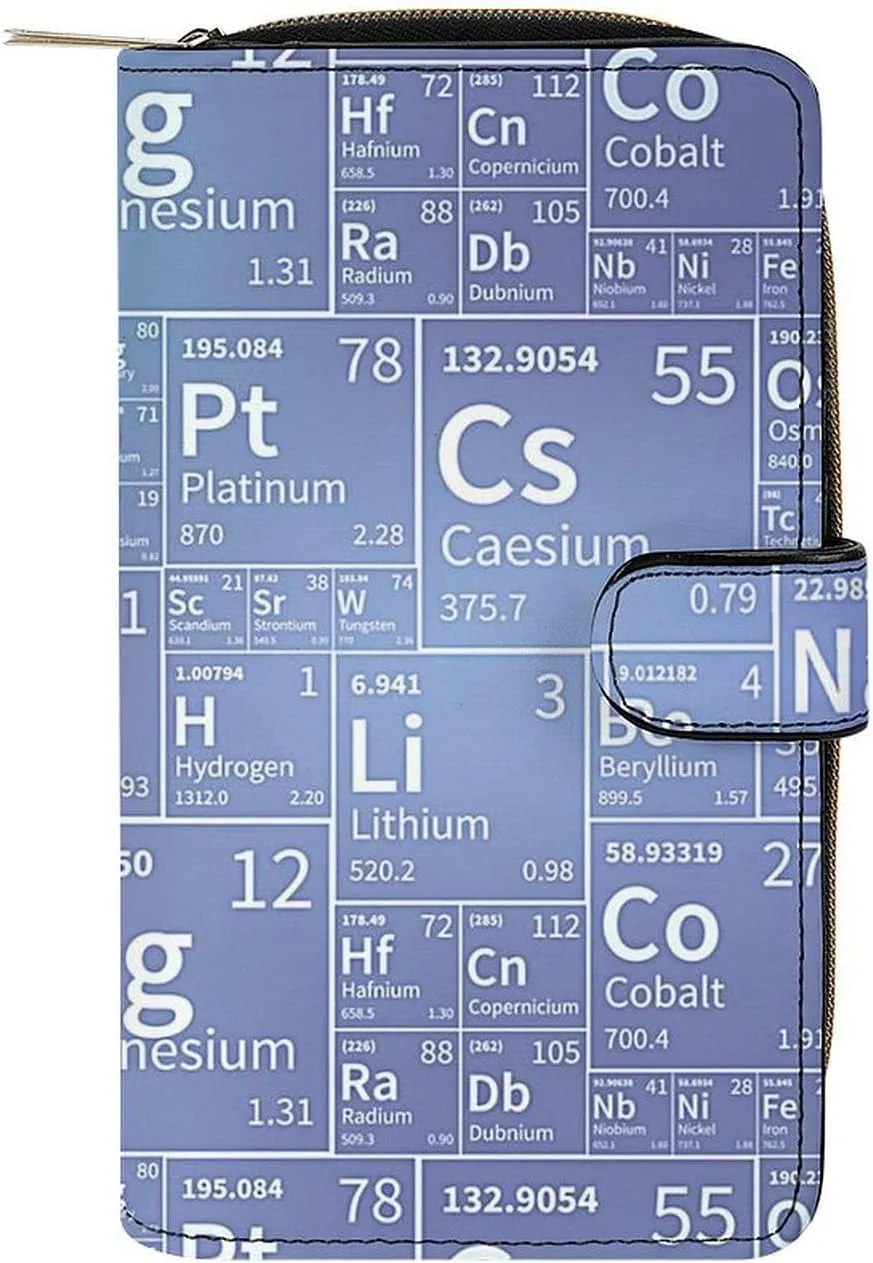 Chemical Elements from Periodic Table Wallet for Women Leather Credit Card Holder Clutch Travel Purse with ID Window
