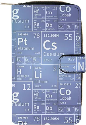 Chemical Elements from Periodic Table Wallet for Women Leather Credit Card Holder Clutch Travel Purse with ID Window