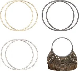 CHGCRAFT 6Pcs Round Metal Purse Handles Replacement Handles Bag Handle Hardware for DIY Bag Purse Handbags Totes Clutch Making, 13.5x0.45cm