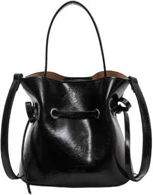 Chic Bucket Purses for Women Small PU Leather Tote Bag 2pcs Shoulder Crossbody Bag Cute Y2K Handbags Satchel