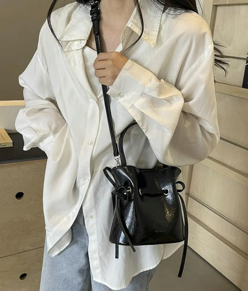 Chic Bucket Purses for Women Small PU Leather Tote Bag 2pcs Shoulder Crossbody Bag Cute Y2K Handbags Satchel