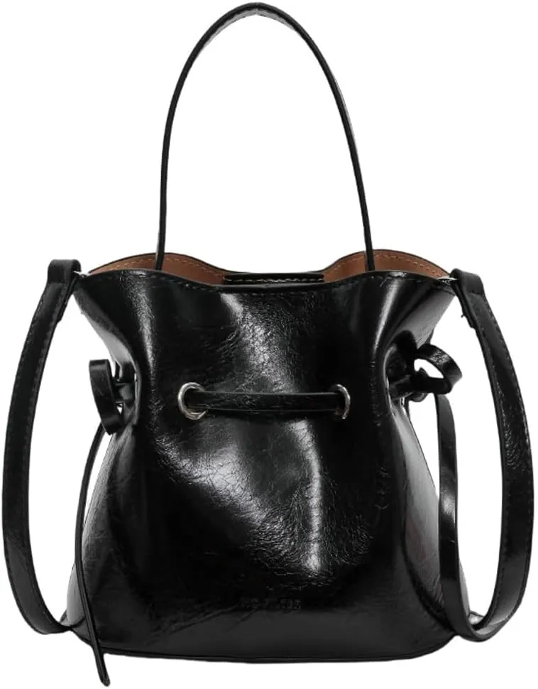 Chic Bucket Purses for Women Small PU Leather Tote Bag 2pcs Shoulder Crossbody Bag Cute Y2K Handbags Satchel