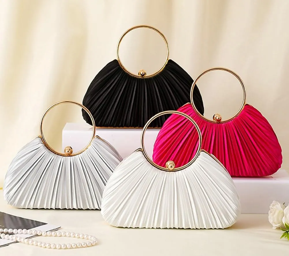 Chic Clutch Purses for Women Soft Evening Bag Pleated Shoulder Crossbody Bag with Chain for Bridal Wedding Party Dressy
