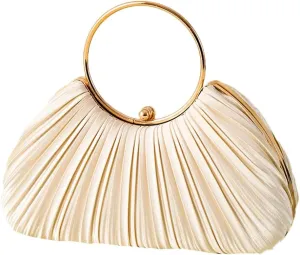 Chic Clutch Purses for Women Soft Evening Bag Pleated Shoulder Crossbody Bag with Chain for Bridal Wedding Party Dressy