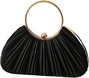Chic Clutch Purses for Women Soft Evening Bag Pleated Shoulder Crossbody Bag with Chain for Bridal Wedding Party Dressy