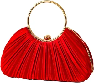 Chic Clutch Purses for Women Soft Evening Bag Pleated Shoulder Crossbody Bag with Chain for Bridal Wedding Party Dressy