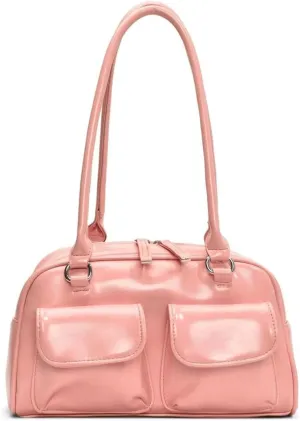 Chic Shoulder Bag for Women Glossy PU Leather Purses Fashion Small Tote Handbag Y2k Top Handle Satchel