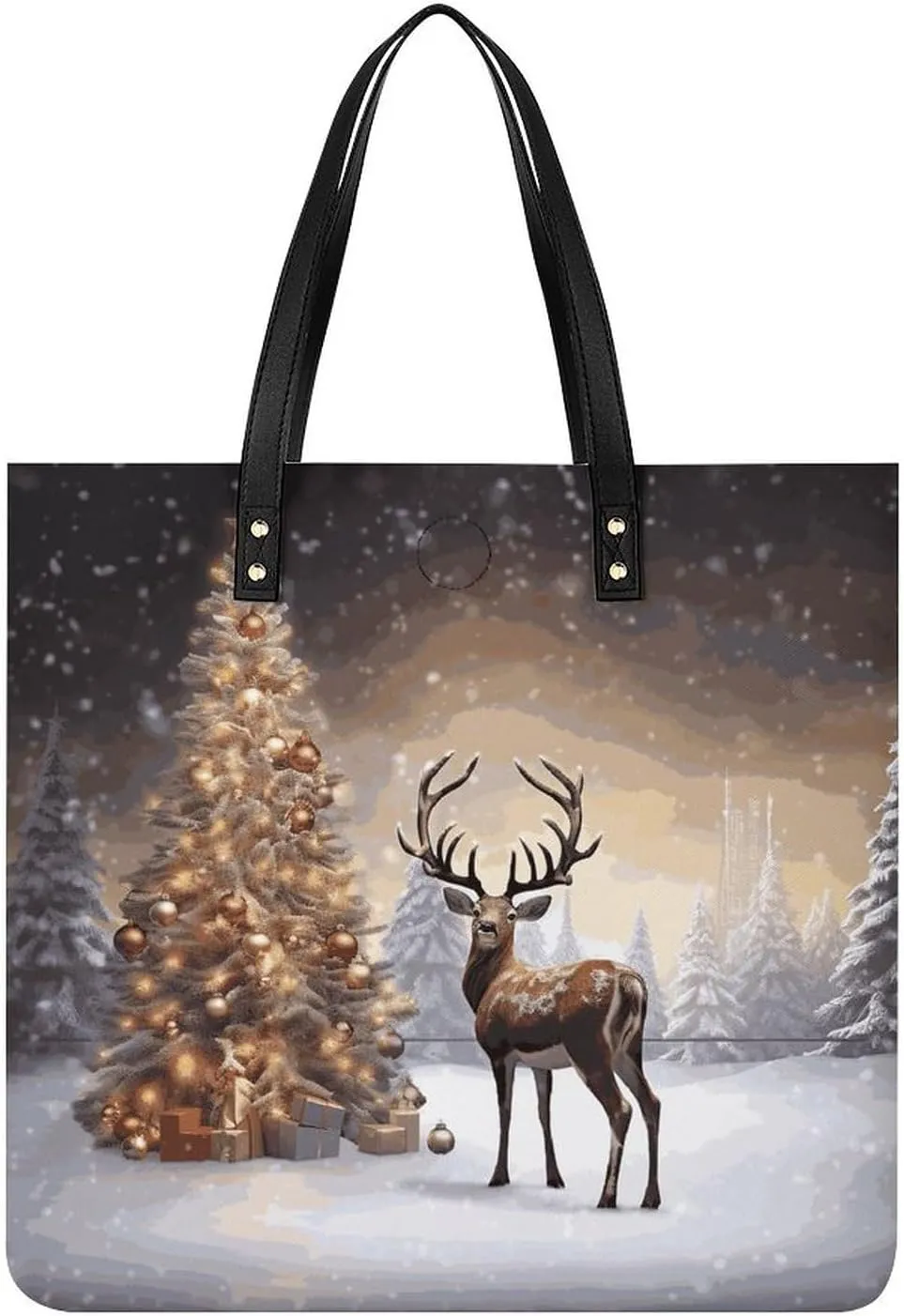 Christmas Tree And Reindeer Large Leather Handbags Women Fashion Handbag Multifunctional Travel Bag It Is A Great Gift for Mothers, Teachers, Friends, Bridesmaids