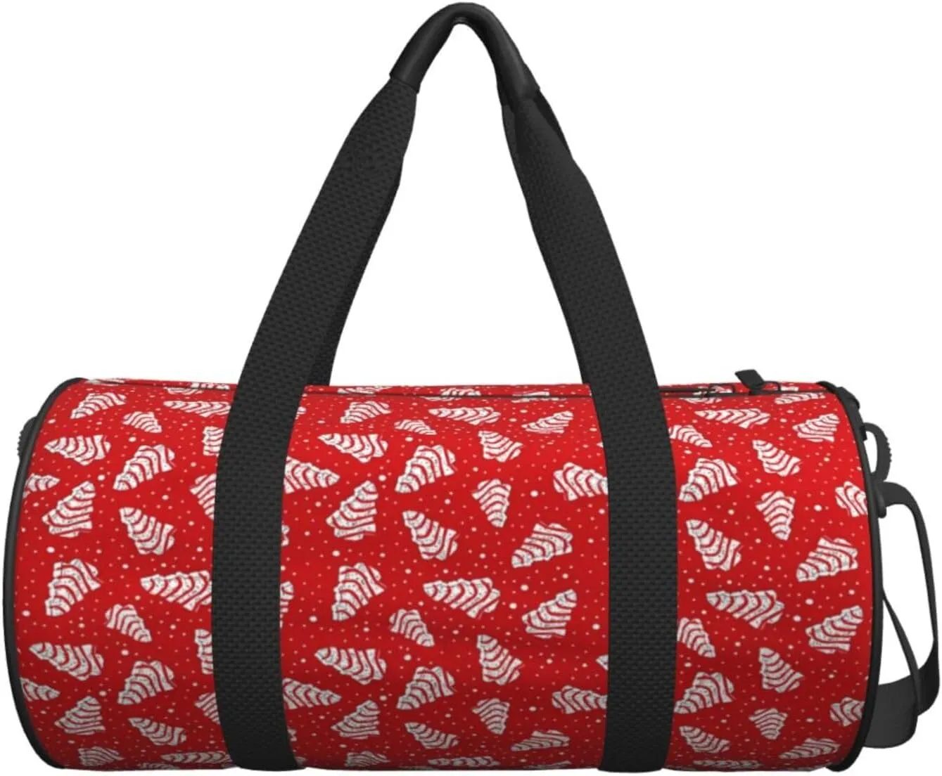 Christmas Tree Cakes Red Round Travel Duffel Bag Large Capacity Gym Sports Bags for Hiking Vacation Trips