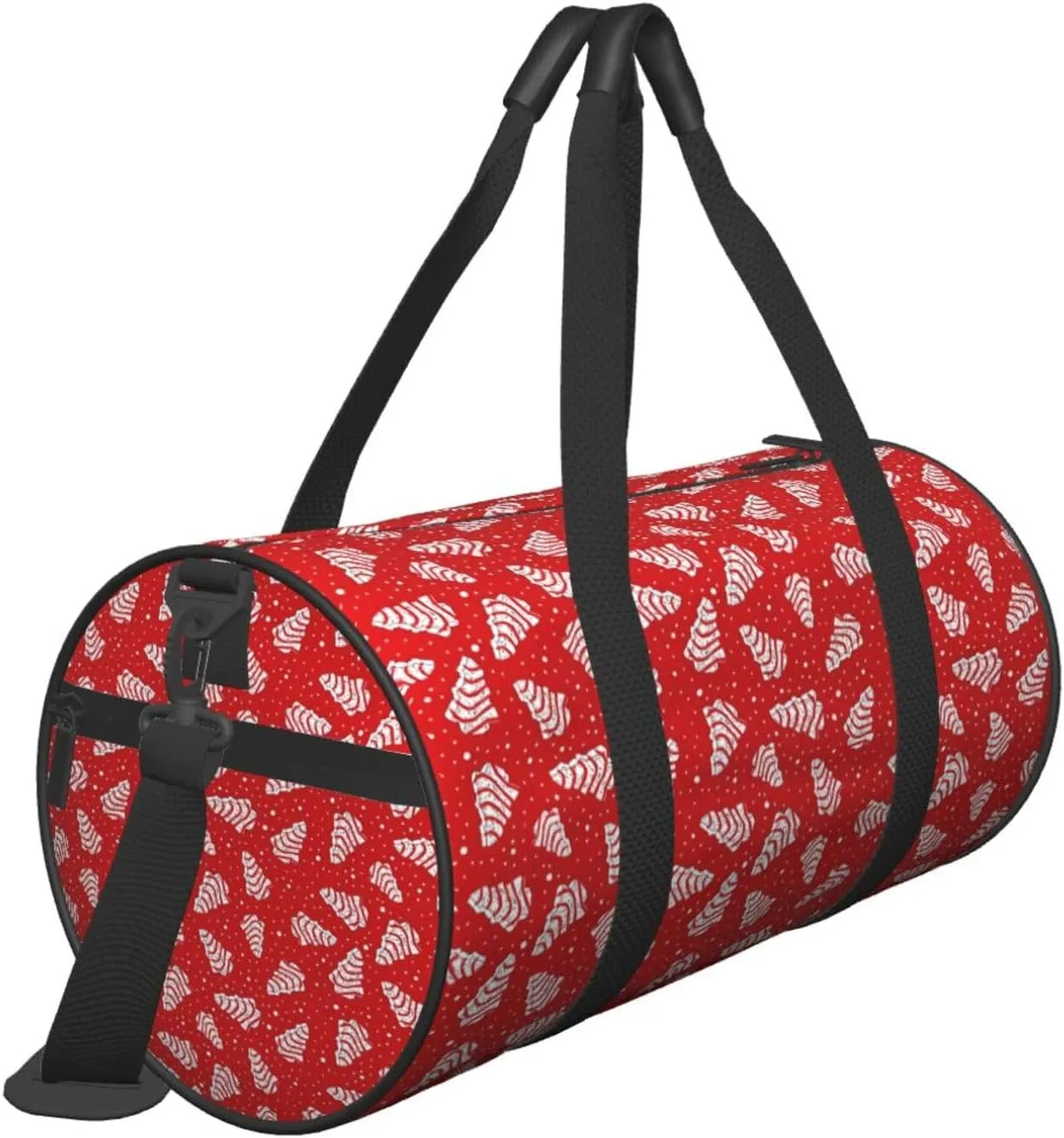 Christmas Tree Cakes Red Round Travel Duffel Bag Large Capacity Gym Sports Bags for Hiking Vacation Trips