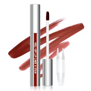 Cilrofelr Peel Off Lip Liner Stain, Long Wear Tattoo Lip Liner with Tweezer, Peel Off Lip Stain with Matte Finish, Long Lasting, Waterproof, Transfer-proof, Highly Pigmented Color (Cocoa)