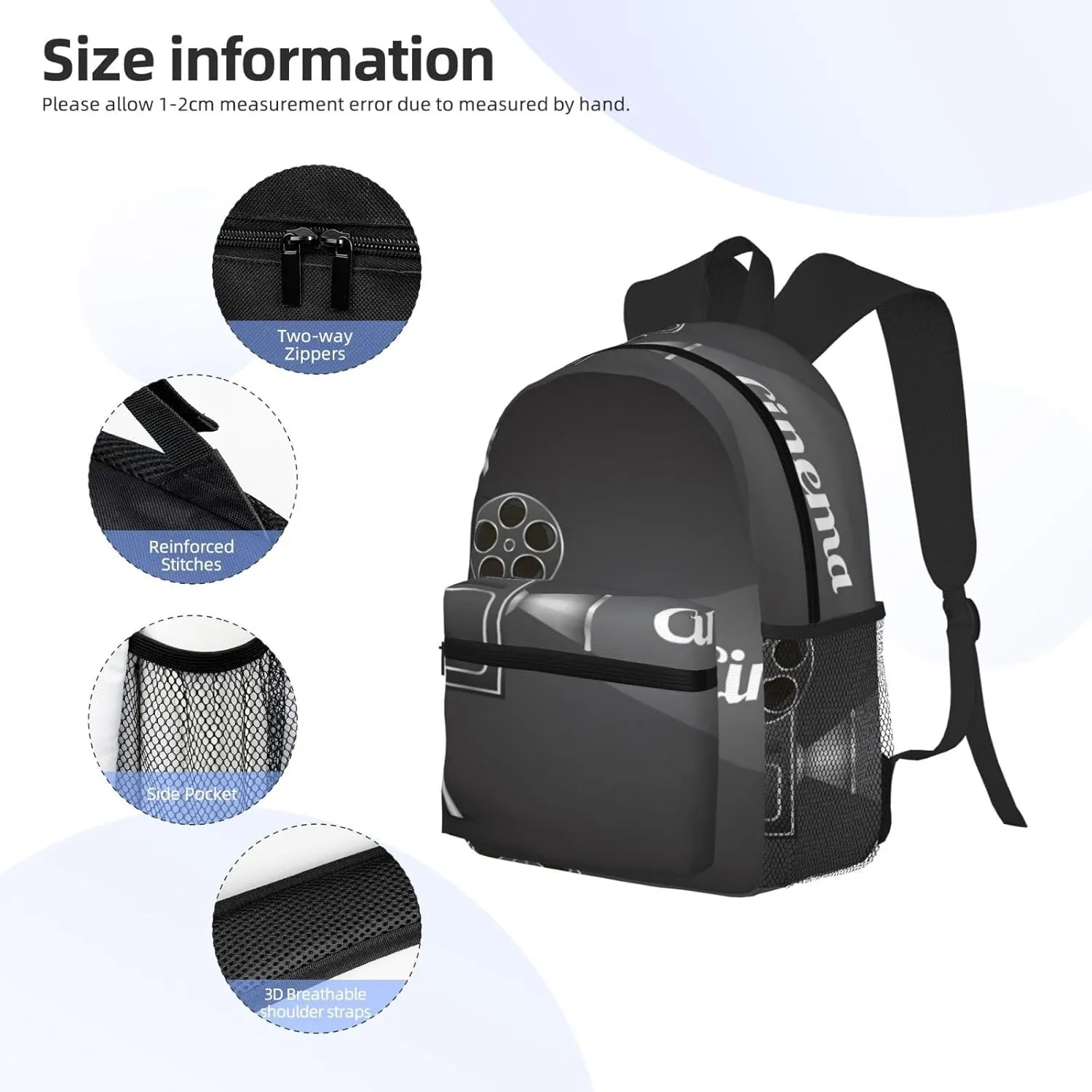 Cinema Camera Projector Backpack, Travel Laptop Backpack Computer Bag Rucksack for Men Women Business Work Fits 15.6 Inch Notebook