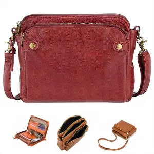Classic Leather Crossbody Bag for Women with Multiple Compartments & Adjustable Shoulder Strap