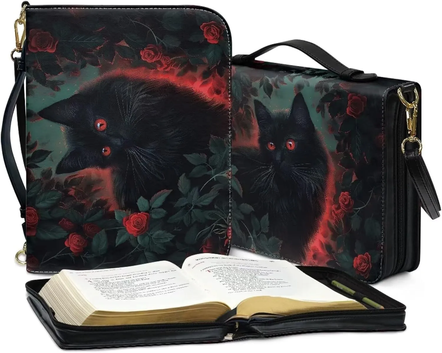 Classic PU Leather Bible Cover Church Book Cover,Carrying Book Case Crossbody Bag Bible Protective