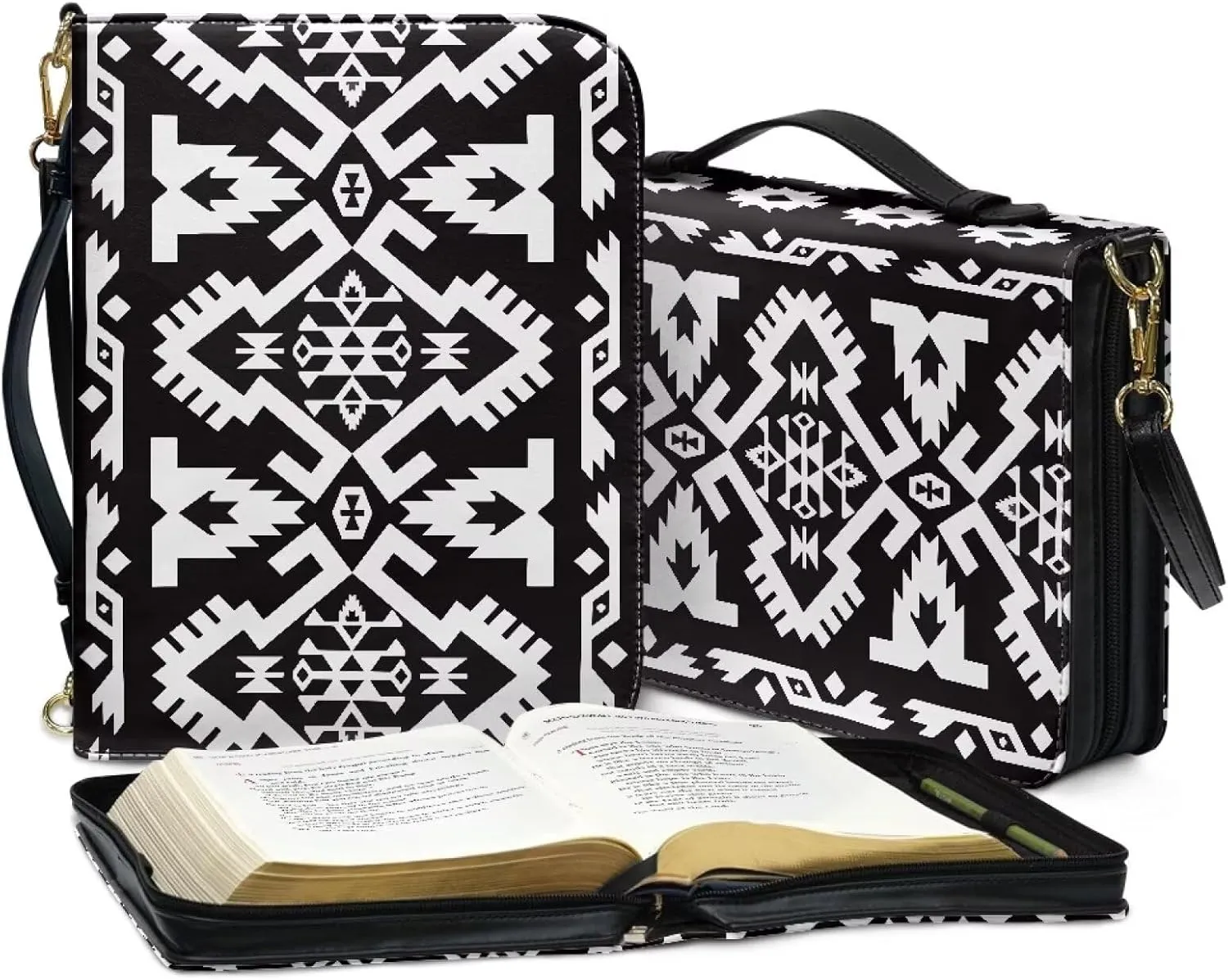 Classic PU Leather Bible Cover Church Book Cover,Carrying Book Case Crossbody Bag Bible Protective