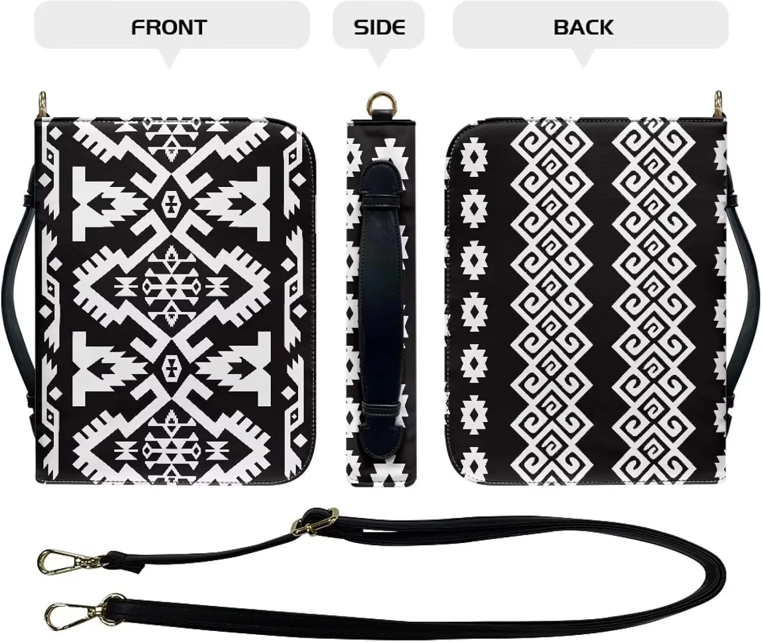 Classic PU Leather Bible Cover Church Book Cover,Carrying Book Case Crossbody Bag Bible Protective