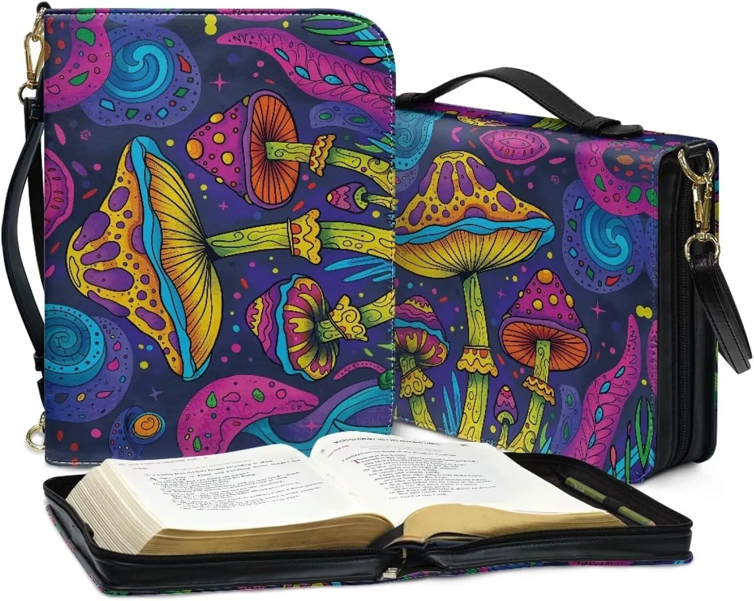 Classic PU Leather Bible Cover Church Book Cover,Carrying Book Case Crossbody Bag Bible Protective