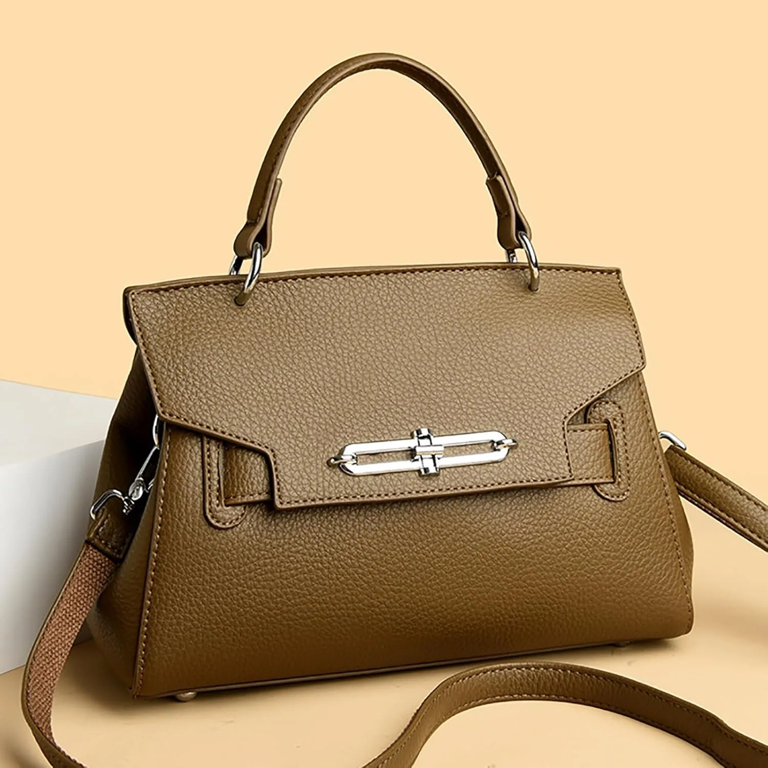 Classic Real Genuine Leather Top-Handle Handbag For Women Phone Purses Crossbody Shoulder Bags For Women