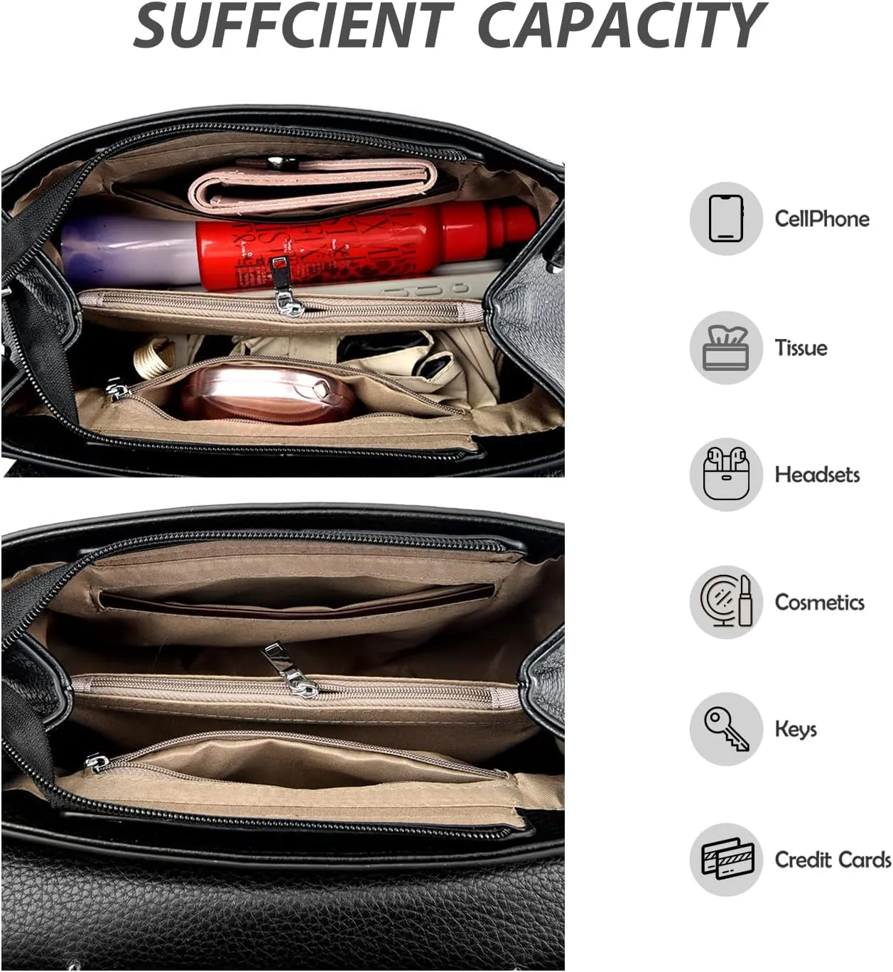 Classic Real Genuine Leather Top-Handle Handbag For Women Phone Purses Crossbody Shoulder Bags For Women