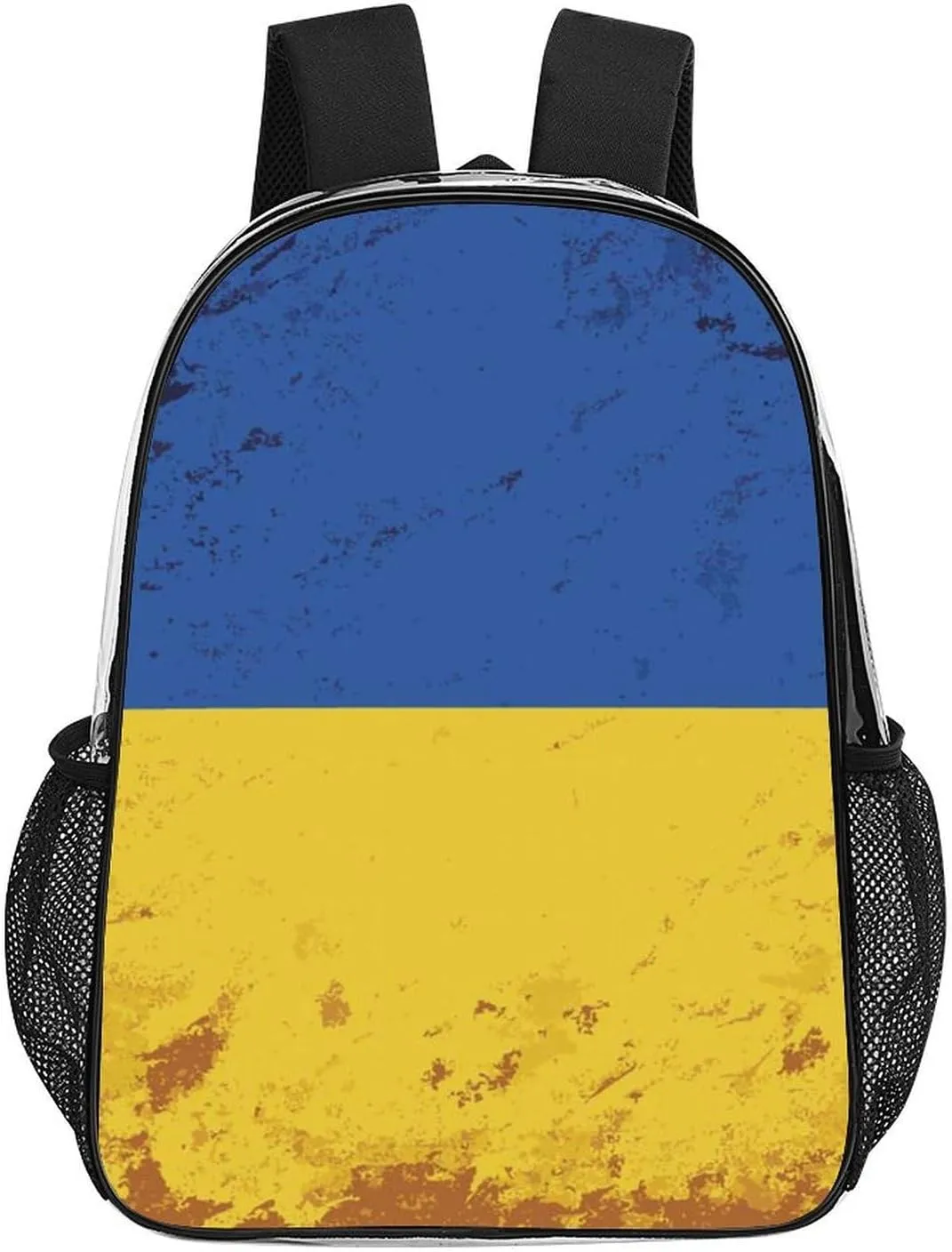 Clear Backpack Large Heavy Duty Ukraine Country Flag (2) PVC Transparent Backpack for Adults See Through Clear Bookbag for Sports, Work, Travel, College