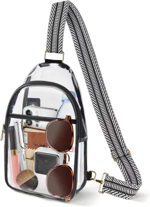 Clear Bag for Stadium Events, Clear Crossbody Bags for Women Men with Adjustable Strap for Sport Concert
