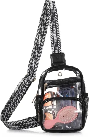 Clear Crossbody Bag For Women, Transparent Stadium Bag With Adjustable Strap And Zip Closure For Sports Events & Concerts