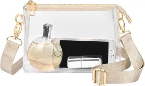 Clear Purse for Women - Stadium Approved Crossbody Bag with Zipper for Events