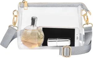 Clear Purse for Women - Stadium Approved Crossbody Bag with Zipper for Events