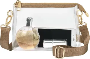Clear Purse for Women - Stadium Approved Crossbody Bag with Zipper for Events