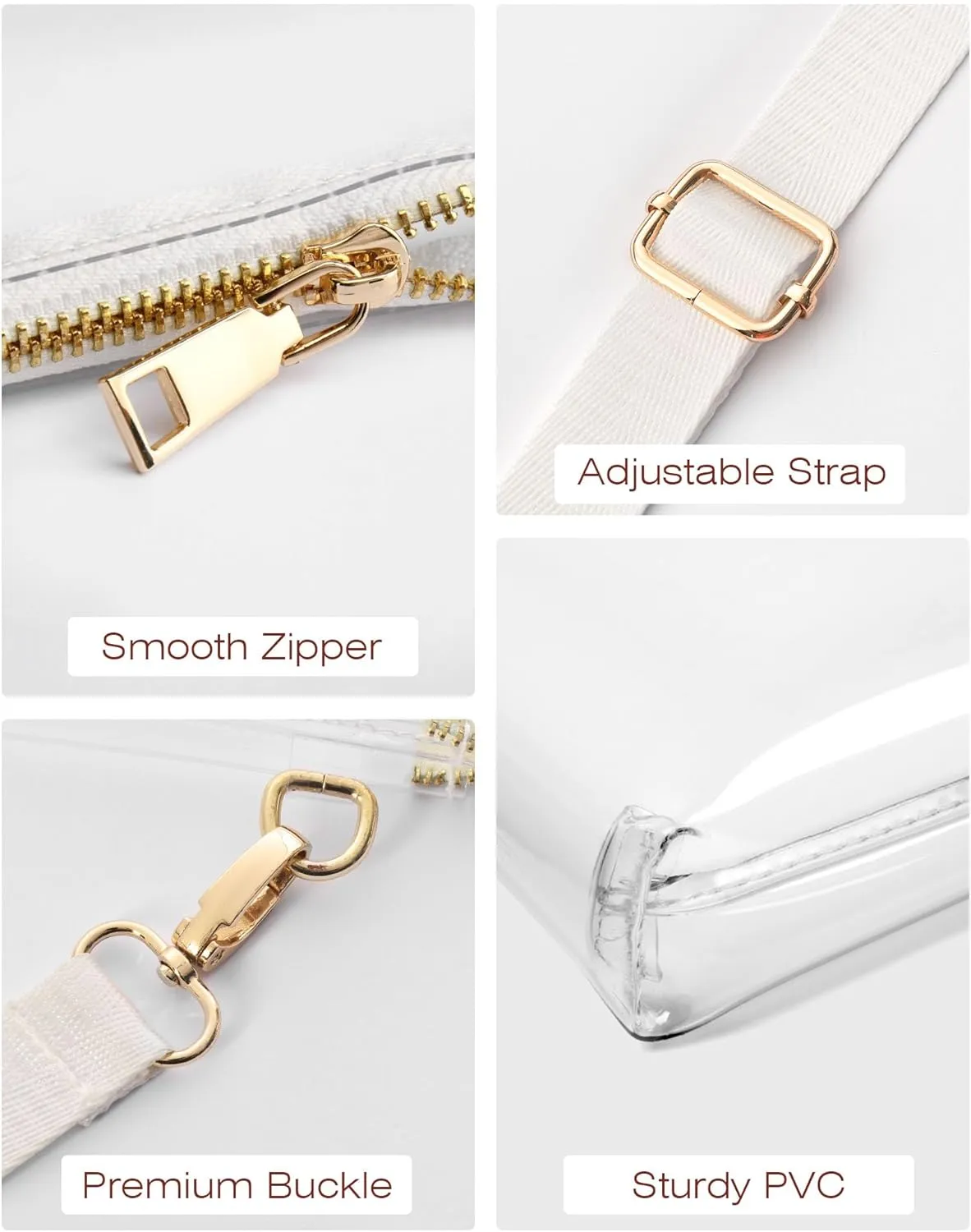 Clear Purse for Women - Stadium Approved Crossbody Bag with Zipper for Events