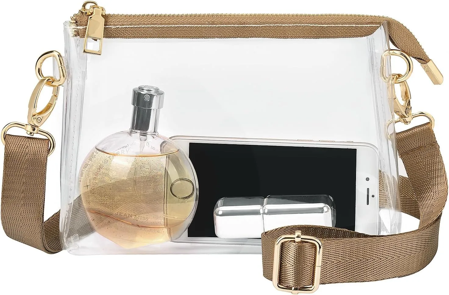 Clear Purse for Women - Stadium Approved Crossbody Bag with Zipper for Events