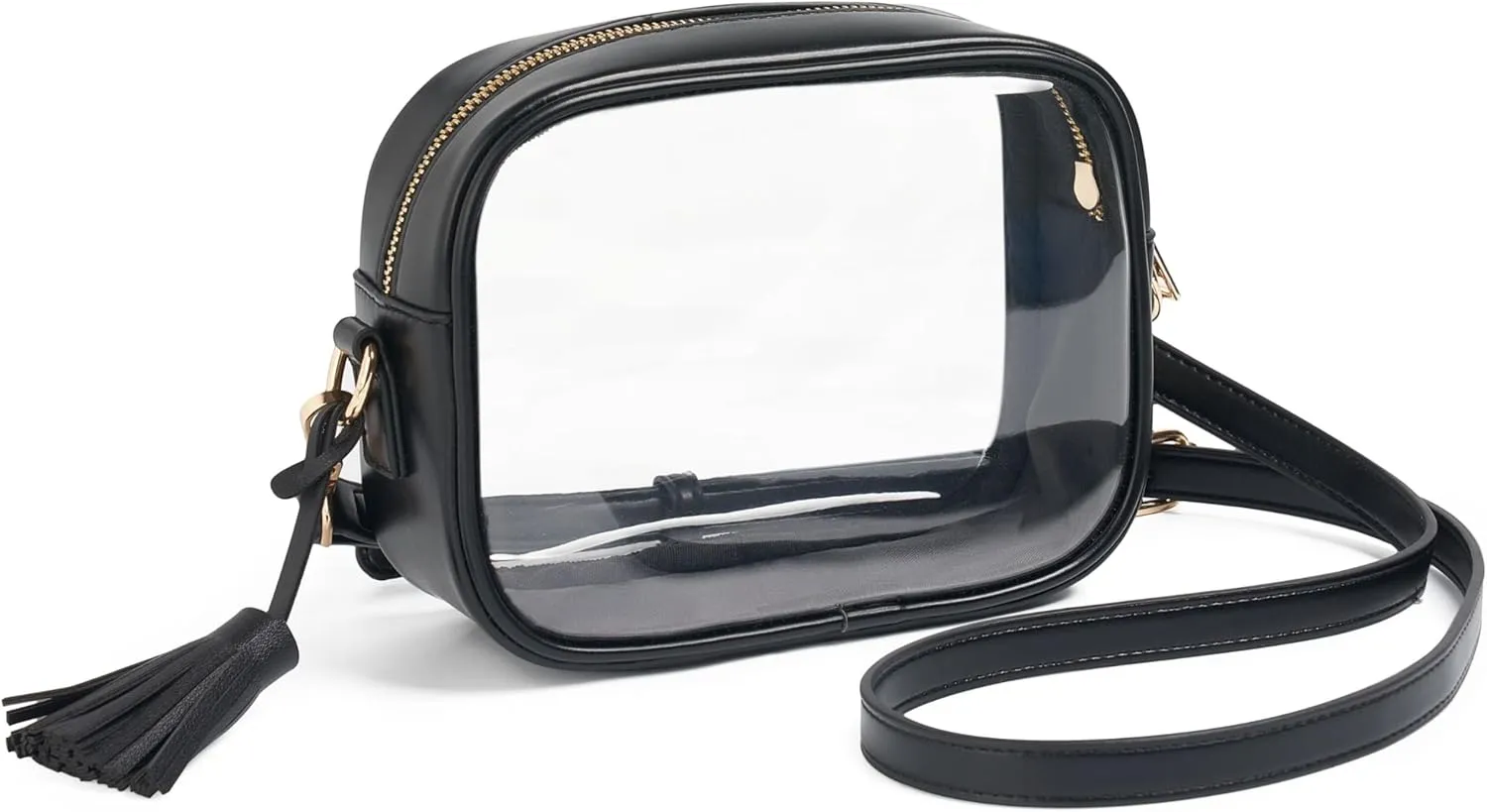 Clear PVC Crossbody Purse - Stadium Approved, Small, Adjustable Shoulder Strap