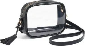 Clear PVC Crossbody Purse - Stadium Approved, Small, Adjustable Shoulder Strap