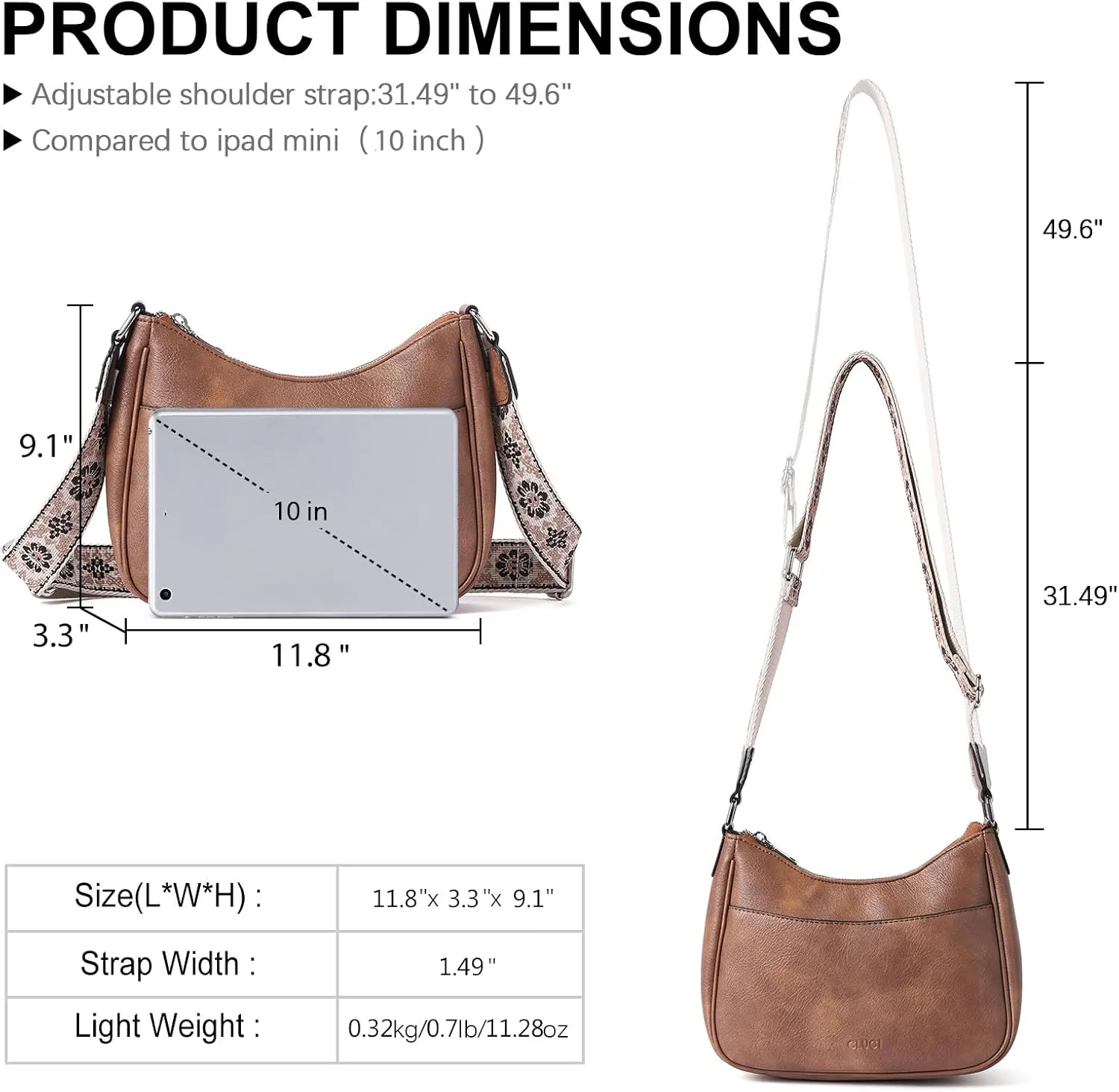 CLUCI Crossbody Bags for Women, Vegan Leather Shoulder Handbags, Purses for Women with Adjustable Wide Strap