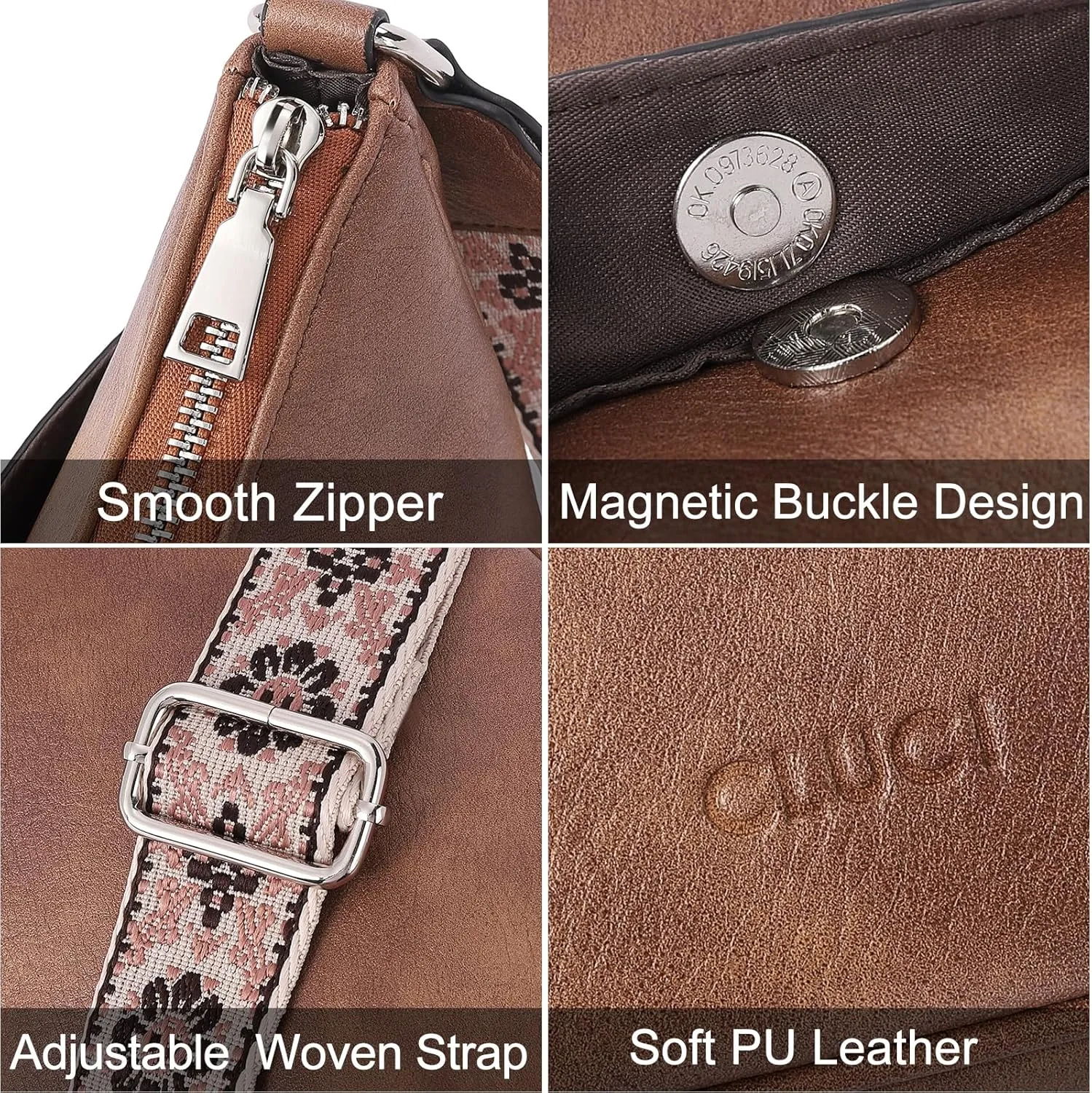 CLUCI Crossbody Bags for Women, Vegan Leather Shoulder Handbags, Purses for Women with Adjustable Wide Strap