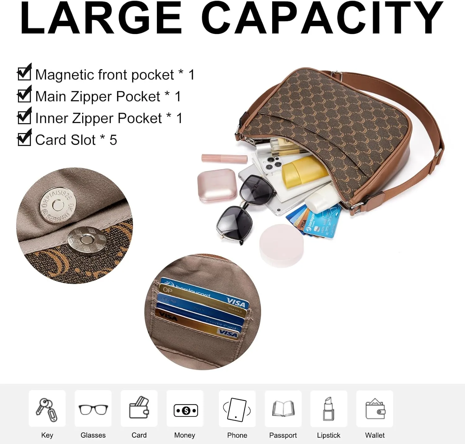 CLUCI Crossbody Bags for Women, Vegan Leather Shoulder Handbags, Purses for Women with Adjustable Wide Strap