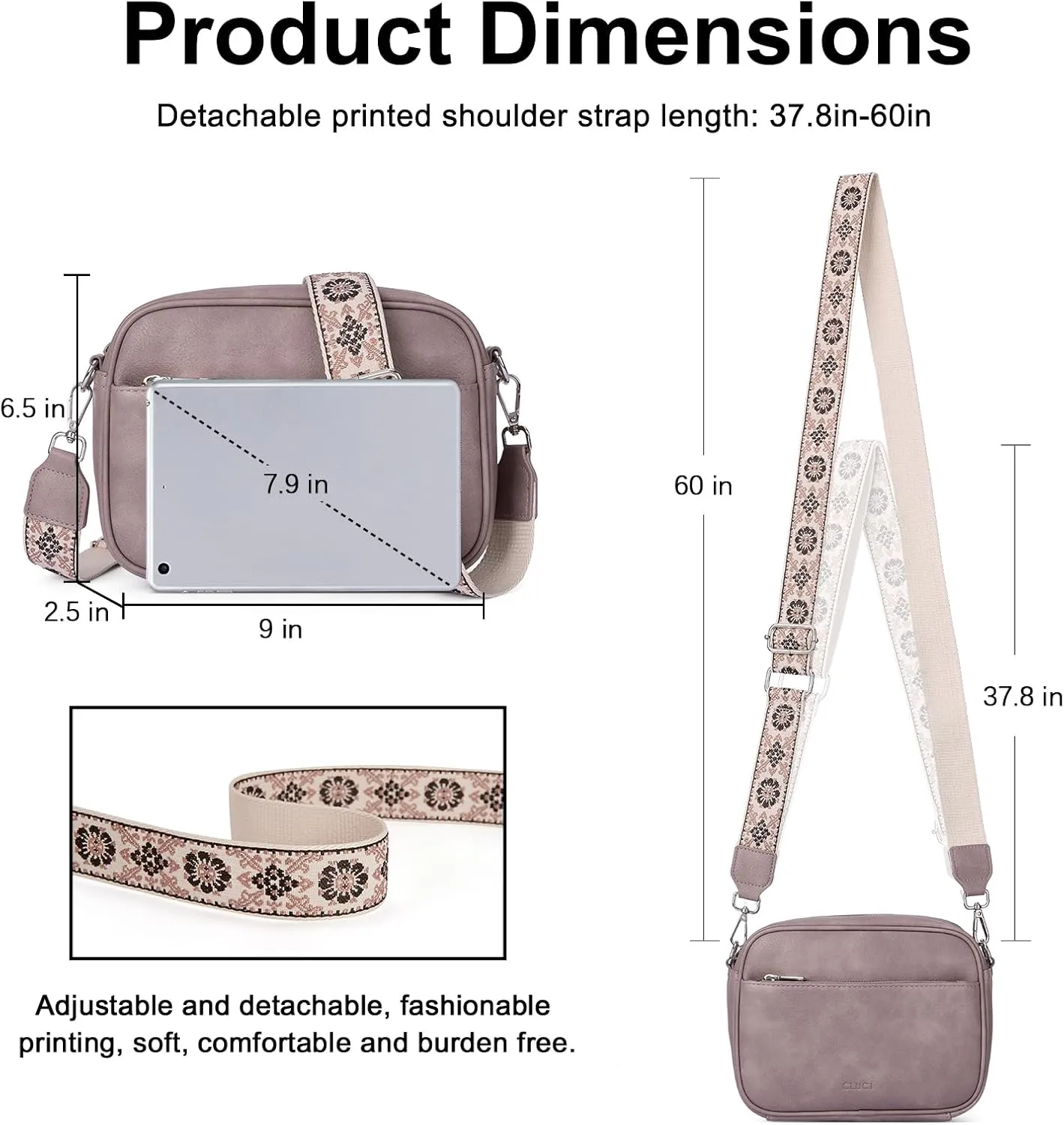 CLUCI Crossbody Bags for Women, Vegan Leather Shoulder Handbags，Purses for Women with Adjustable Wide Strap