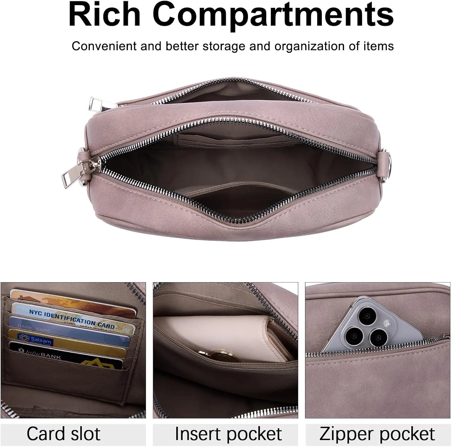CLUCI Crossbody Bags for Women, Vegan Leather Shoulder Handbags，Purses for Women with Adjustable Wide Strap