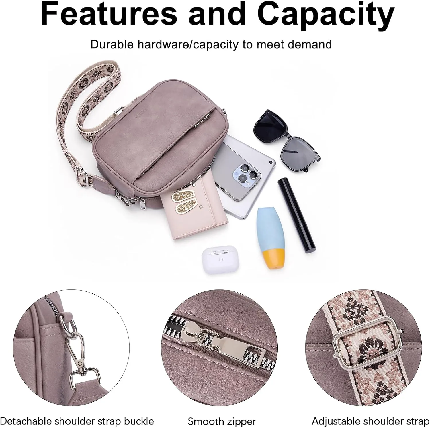 CLUCI Crossbody Bags for Women, Vegan Leather Shoulder Handbags，Purses for Women with Adjustable Wide Strap