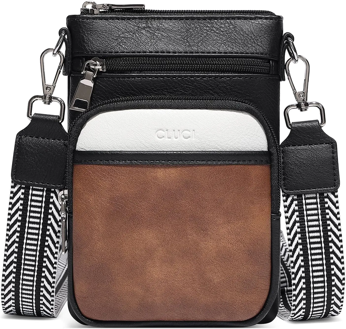 CLUCI Small Crossbody Bags for Women PU Leather Cell Phone Purse Wallet with Adjustable Guitar Strap