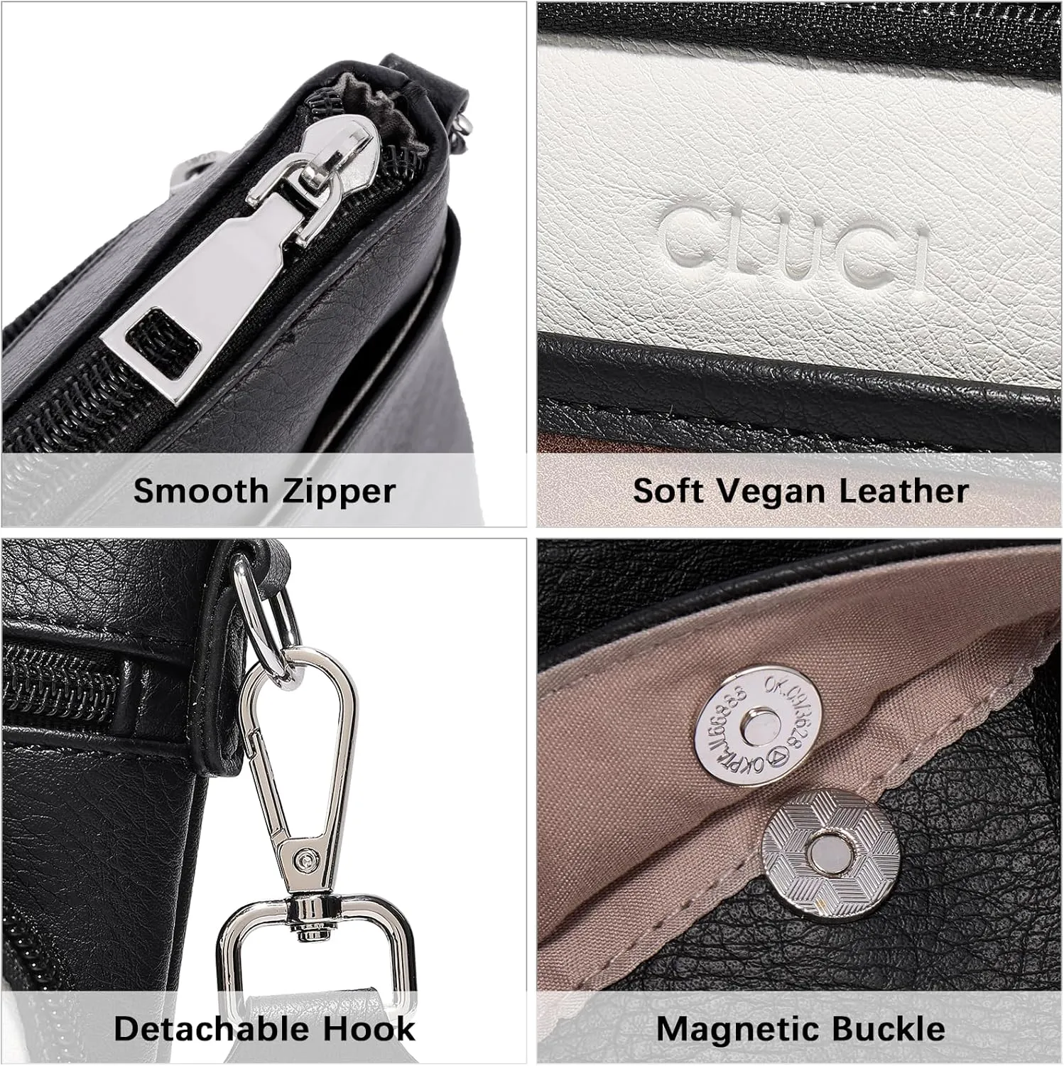 CLUCI Small Crossbody Bags for Women PU Leather Cell Phone Purse Wallet with Adjustable Guitar Strap