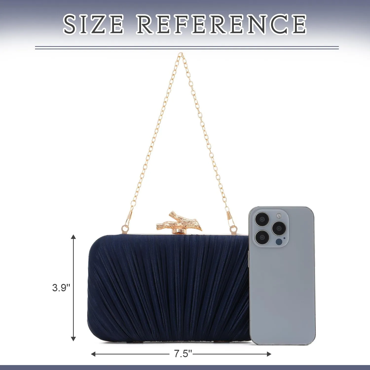 Clutch Purses for Women Evening Bag Pleated Clutch Bag with Chain for Wedding Party