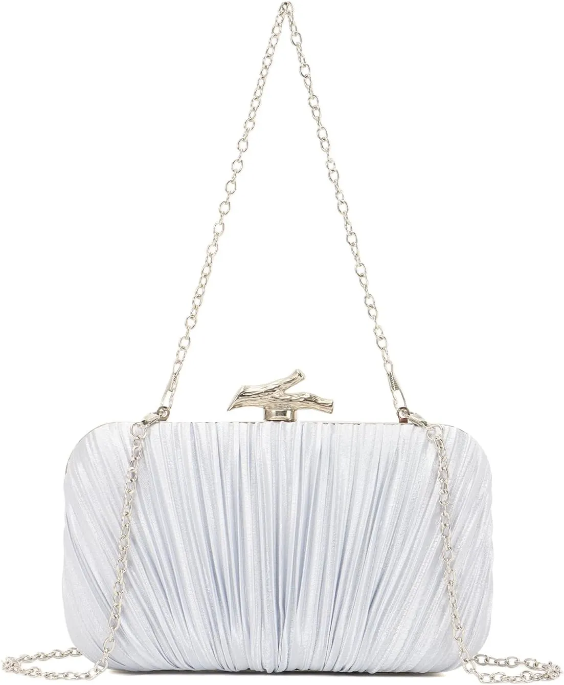Clutch Purses for Women Evening Bag Pleated Clutch Bag with Chain for Wedding Party