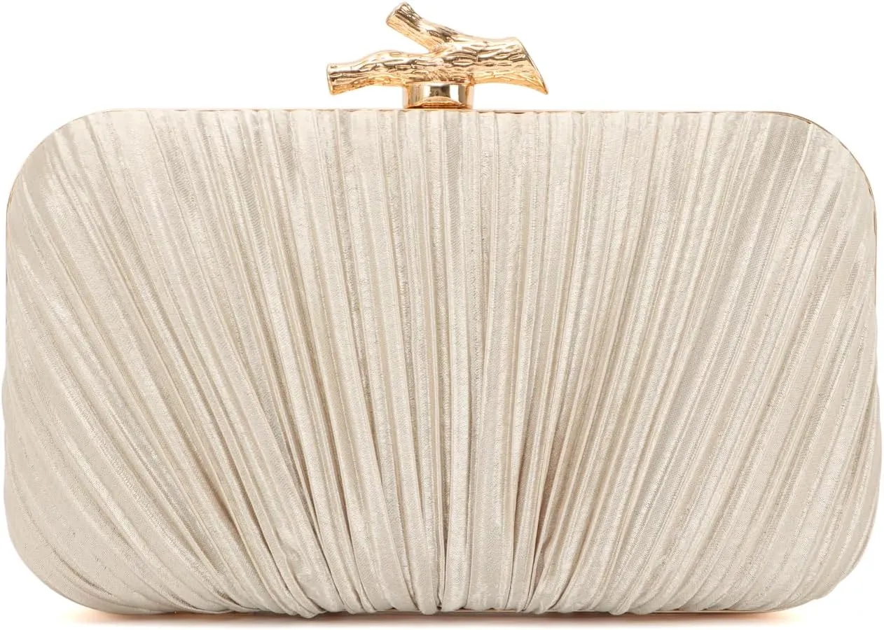 Clutch Purses for Women Evening Bag Pleated Clutch Bag with Chain for Wedding Party