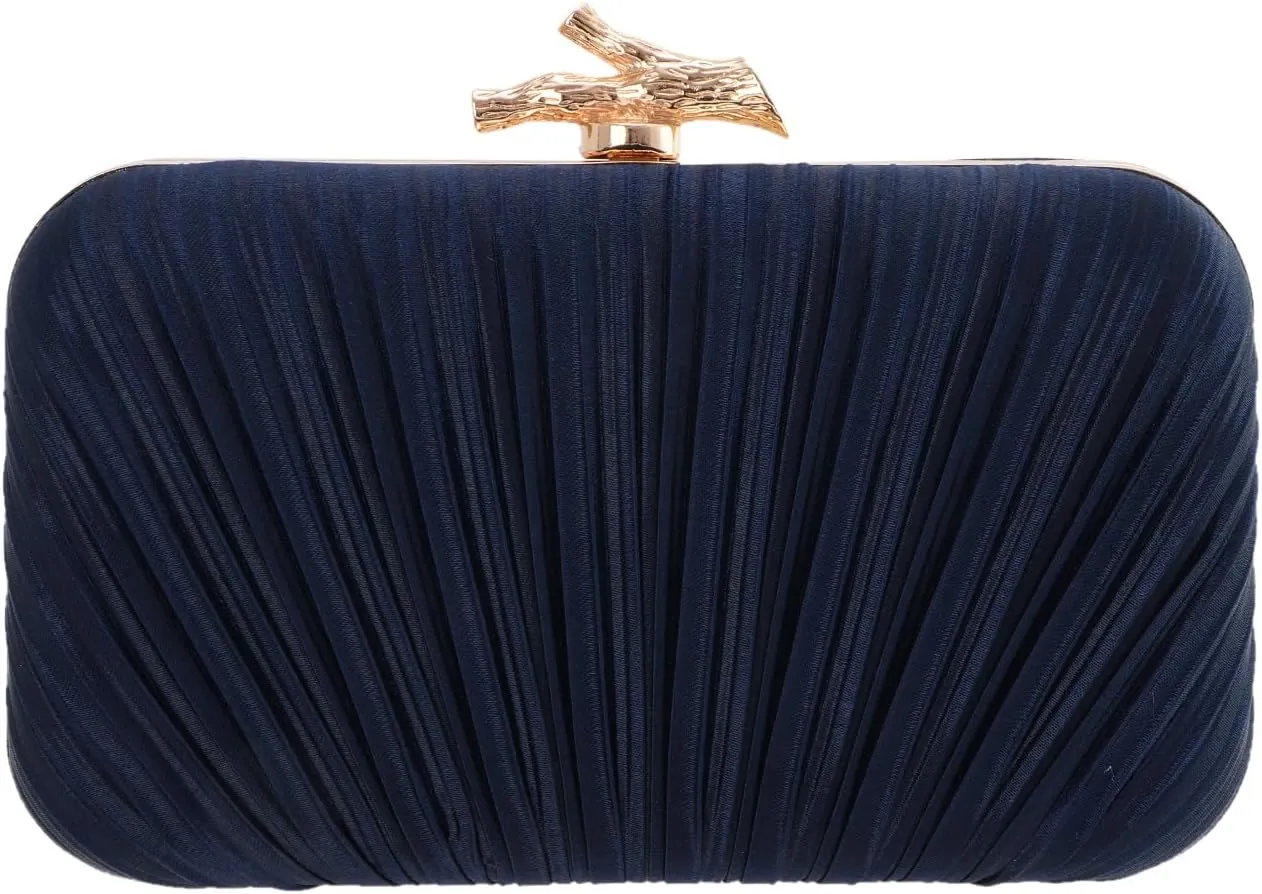 Clutch Purses for Women Evening Bag Pleated Clutch Bag with Chain for Wedding Party