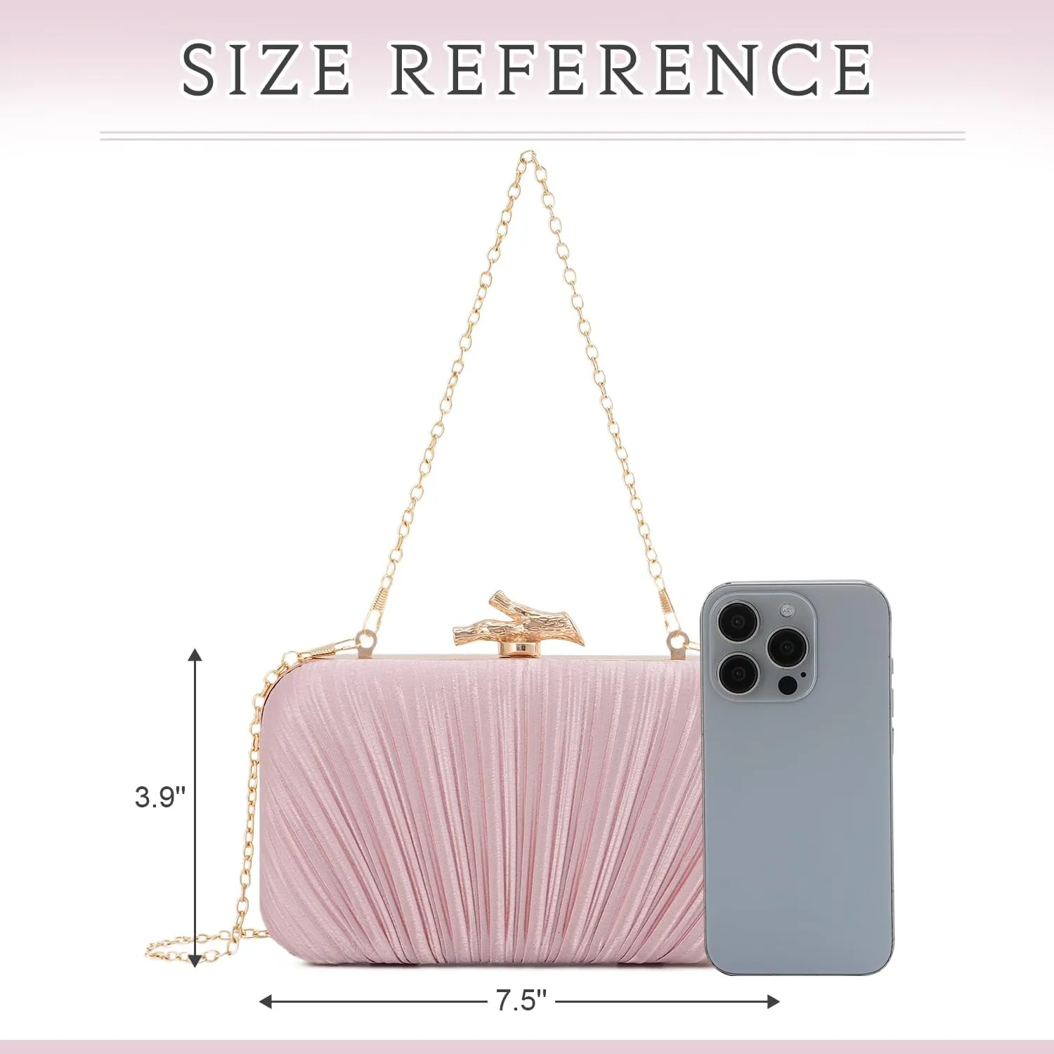 Clutch Purses for Women Evening Bag Pleated Clutch Bag with Chain for Wedding Party