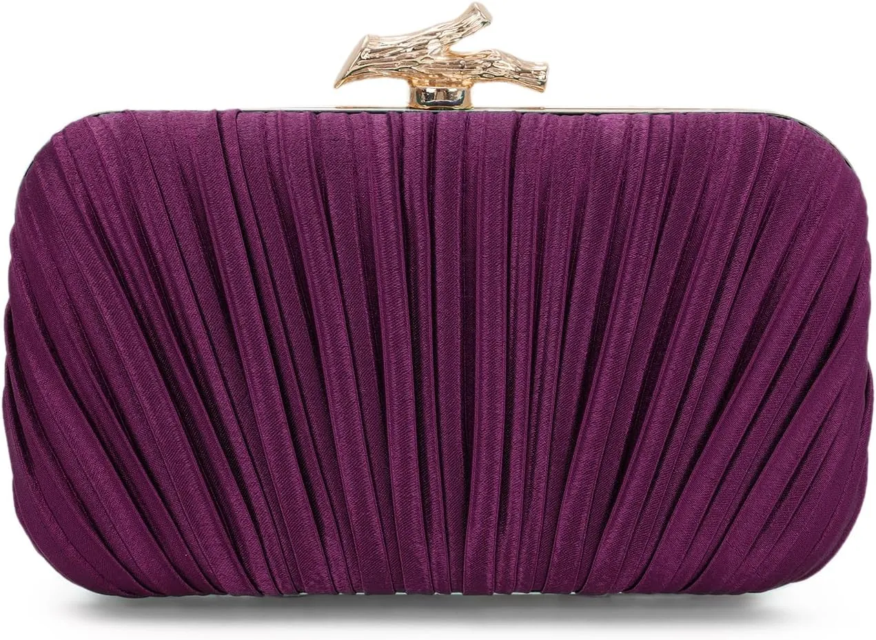 Clutch Purses for Women Evening Bag Pleated Clutch Bag with Chain for Wedding Party